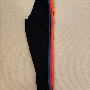 Aviator Nation Black Joggers with Rainbow Stripes